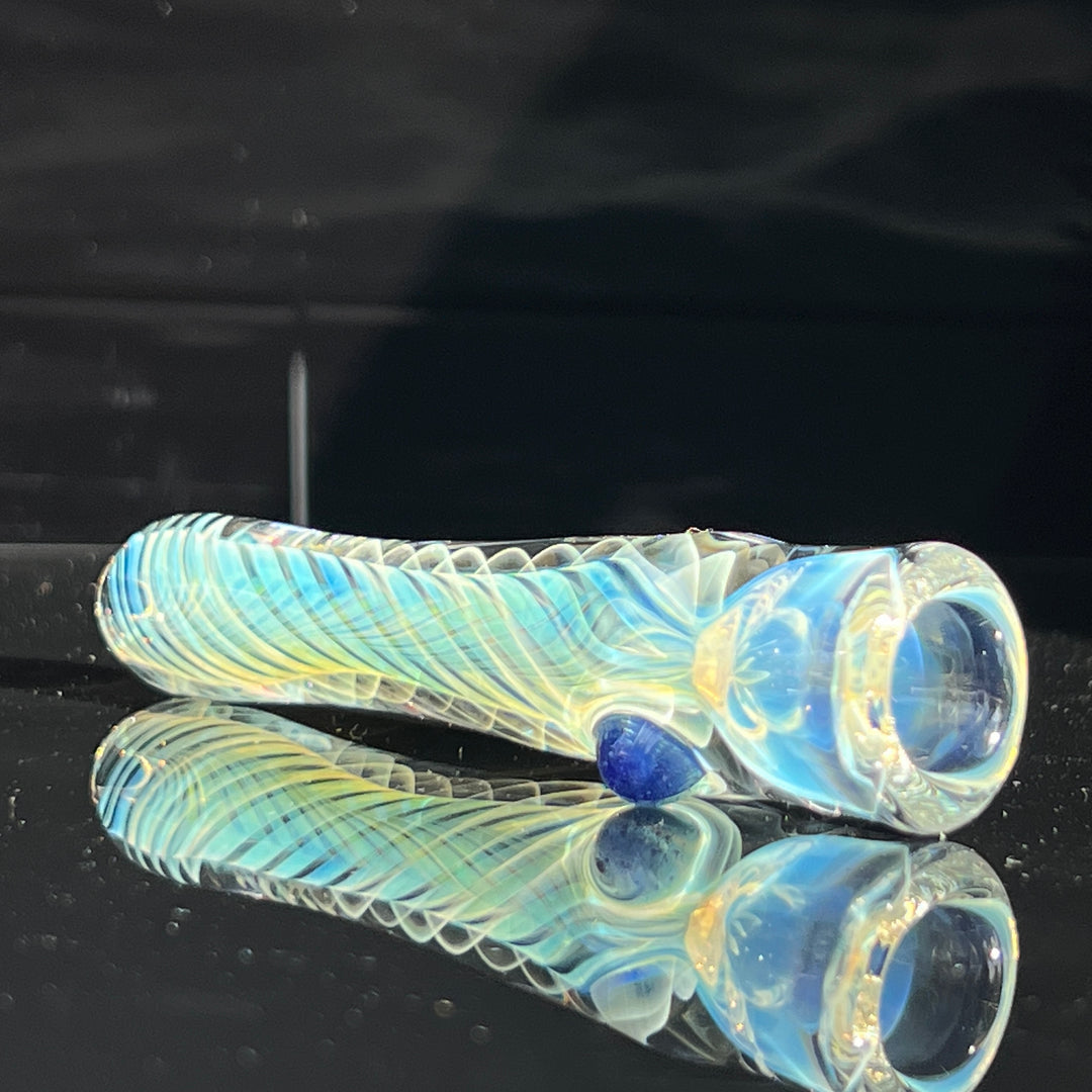 Thick Silver Fume Chillum + Case Combo Glass Pipe Chuck Glass