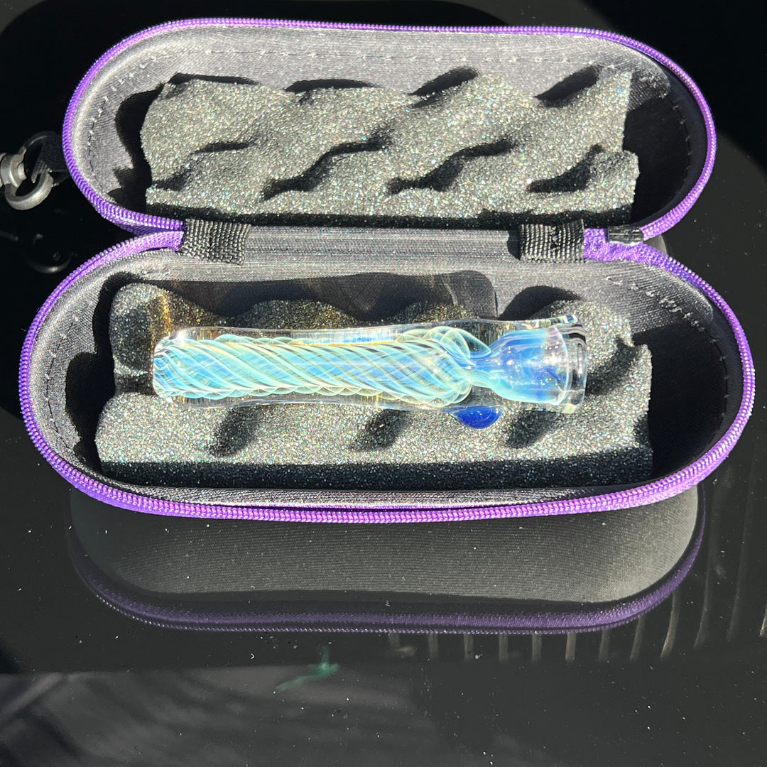 Thick Silver Fume Chillum + Case Combo Glass Pipe Chuck Glass