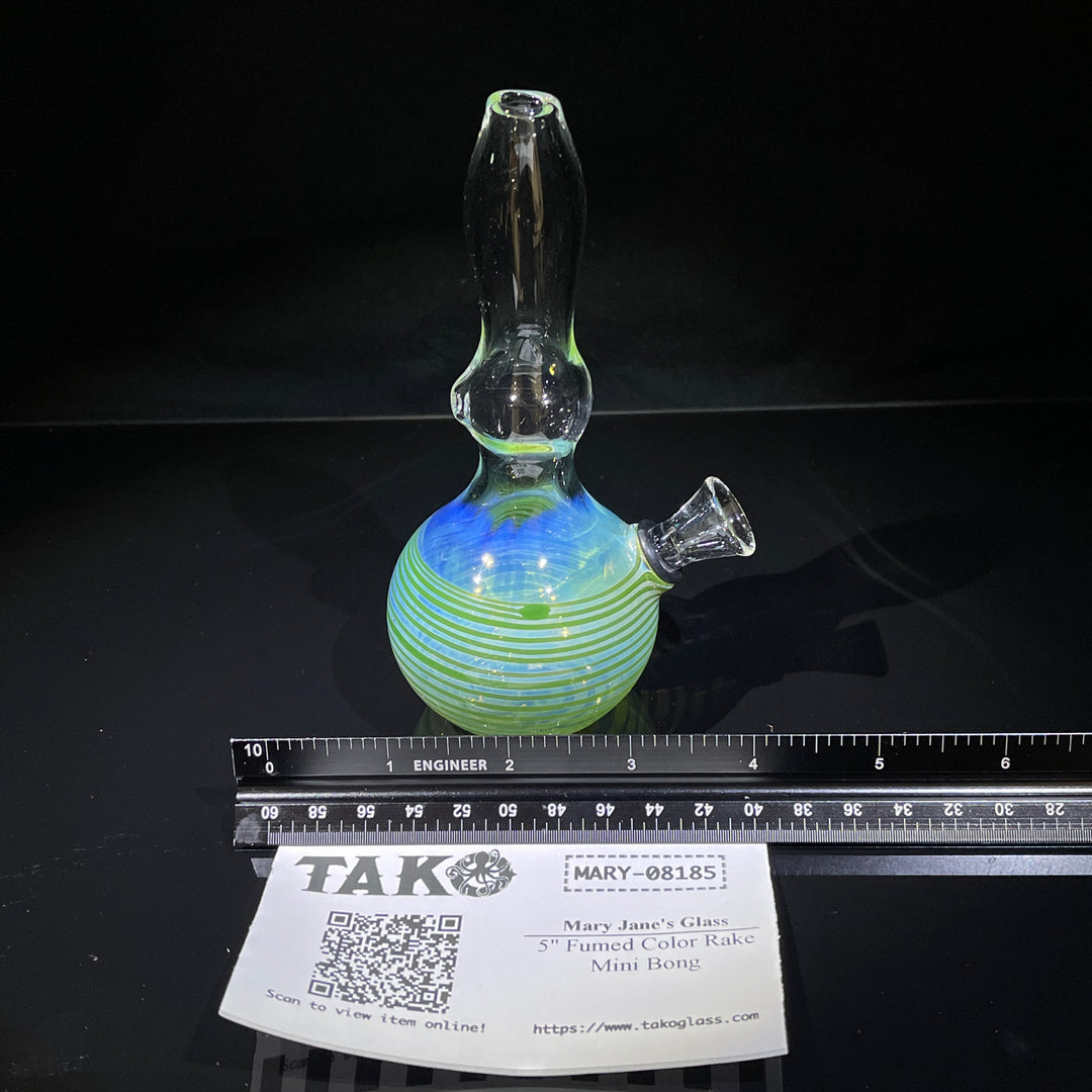 5" Fumed Color Rake Mini Bong Glass Pipe Mary Jane's Glass