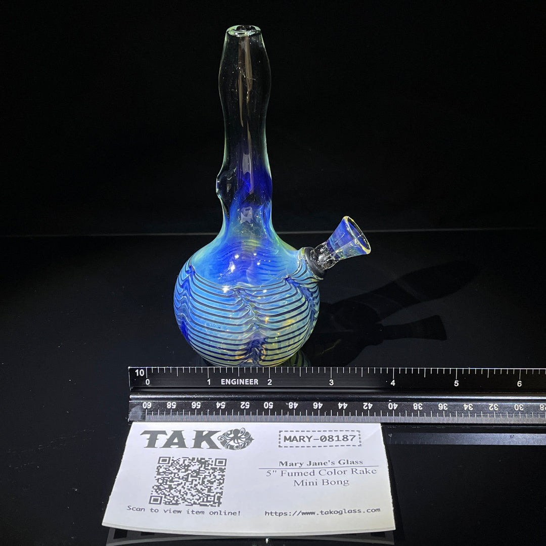 5" Fumed Color Rake Mini Bong Glass Pipe Mary Jane's Glass