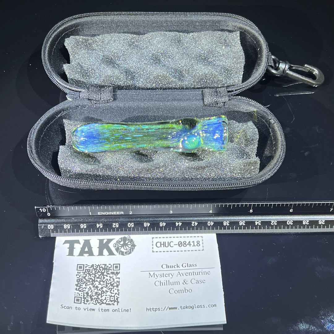 Mystery Aventurine Chillum & Case Combo Glass Pipe Chuck Glass