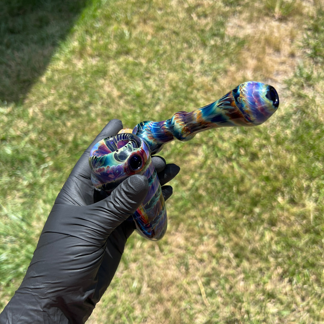 Purple Tie Dye Sidecar Bubbler Glass Pipe Jedi Glassworks   