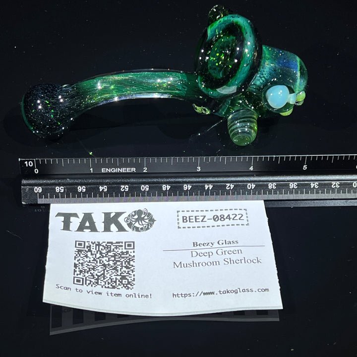 Deep Green Mushroom Sherlock Glass Pipe Beezy Glass