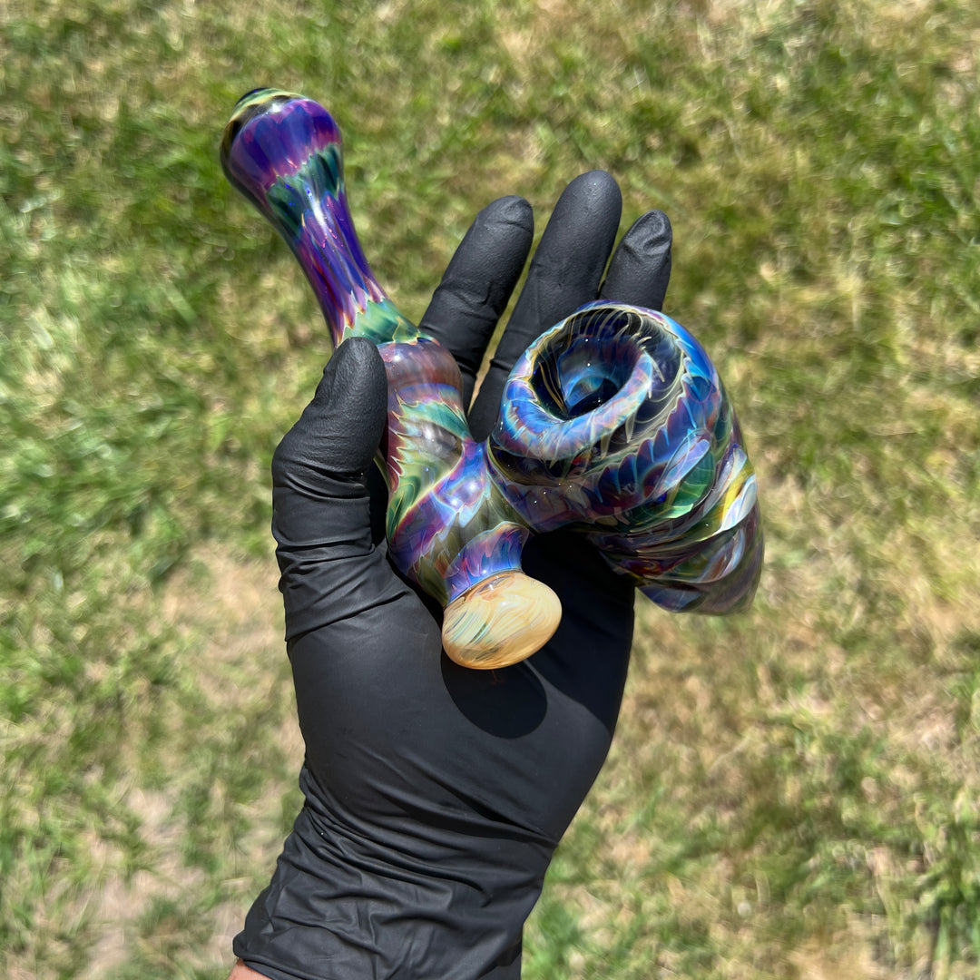 Purple Tie Dye Sidecar Bubbler Glass Pipe Jedi Glassworks   