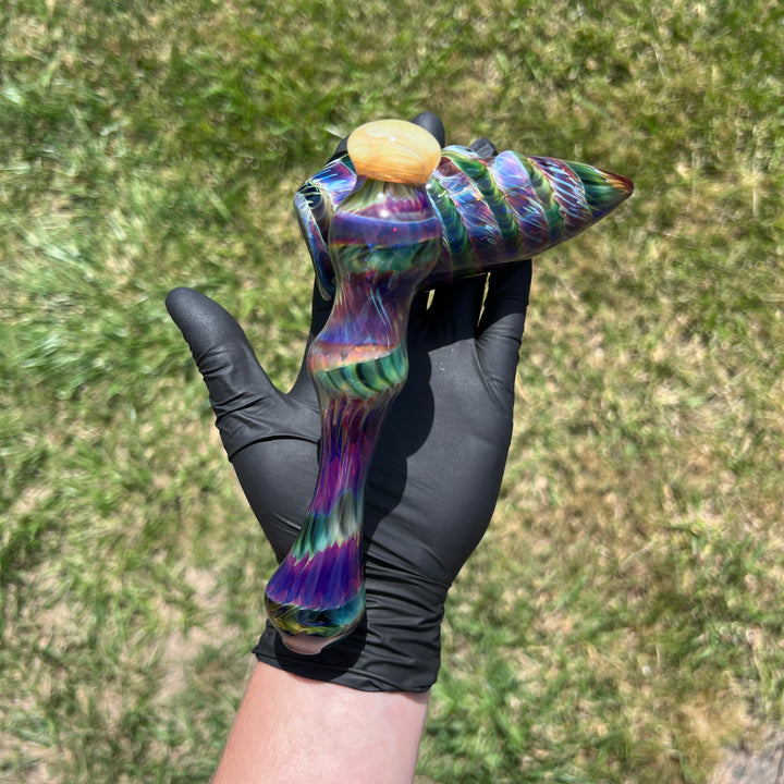 Purple Tie Dye Sidecar Bubbler Glass Pipe Jedi Glassworks   