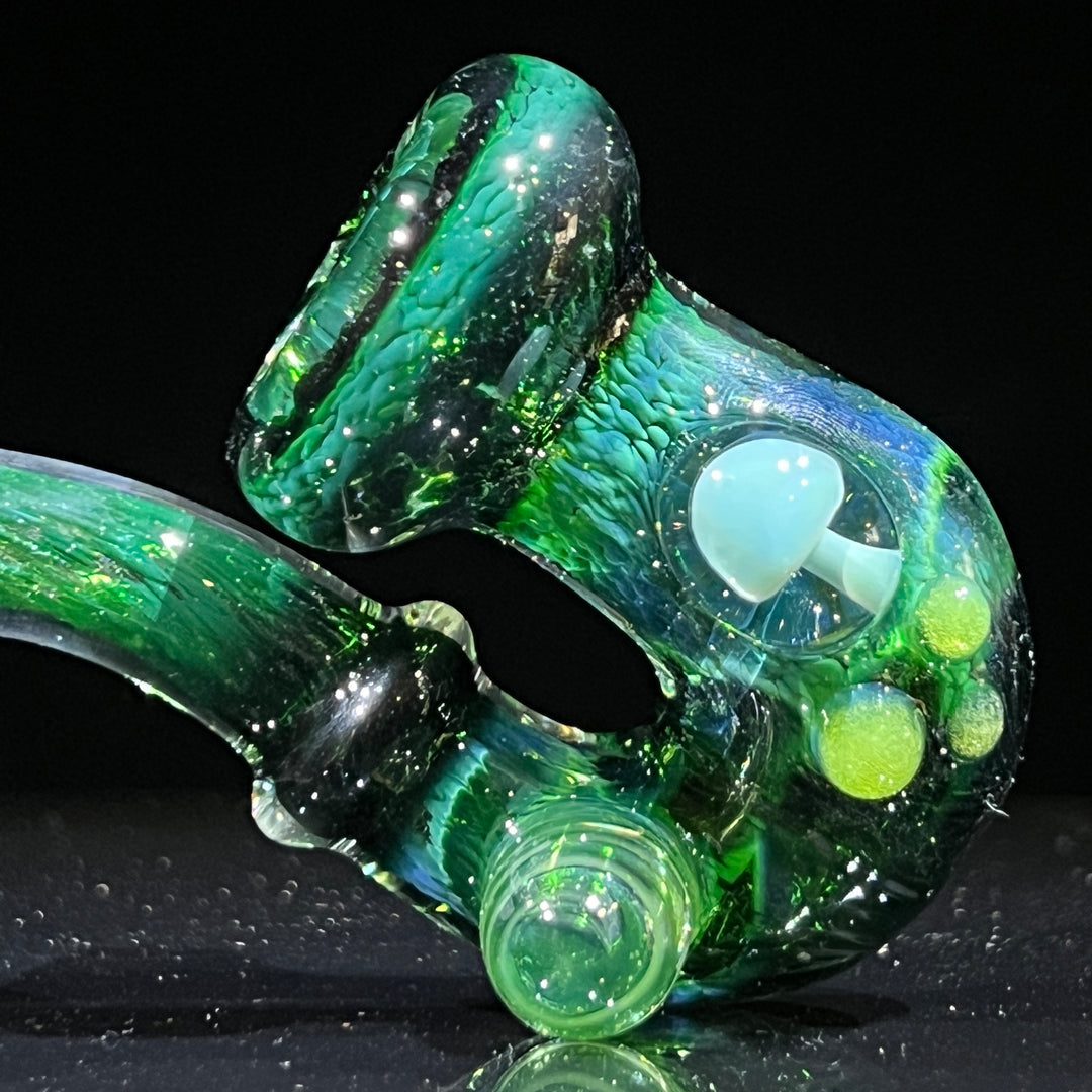 Deep Green Mushroom Sherlock Glass Pipe Beezy Glass