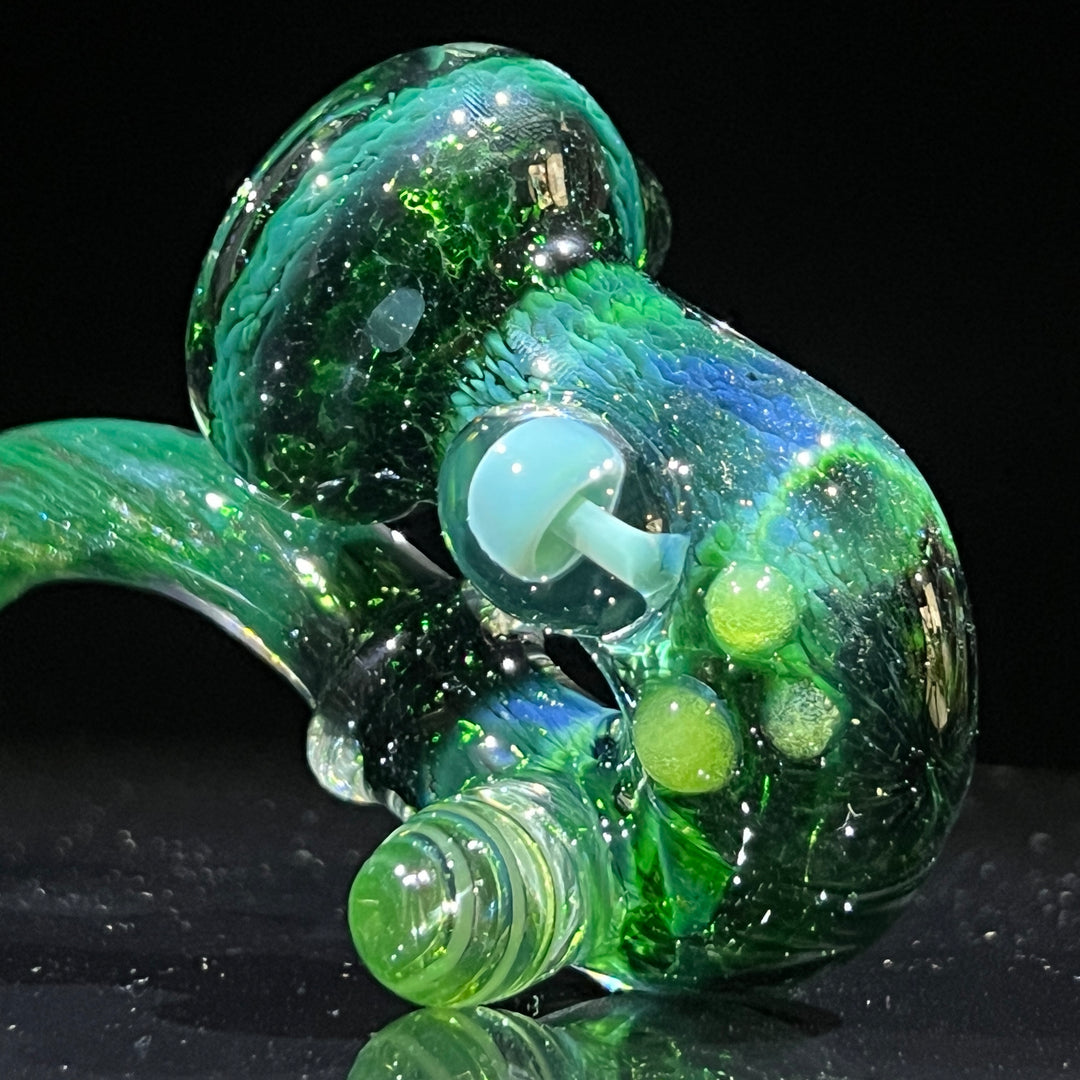 Deep Green Mushroom Sherlock Glass Pipe Beezy Glass