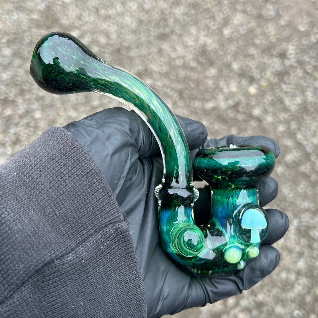 Deep Green Mushroom Sherlock Glass Pipe Beezy Glass