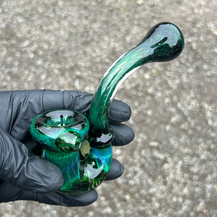 Deep Green Mushroom Sherlock Glass Pipe Beezy Glass