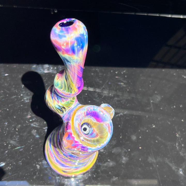 Purple Tie Dye Sherlock Bubbler Glass Pipe Jedi Glassworks   