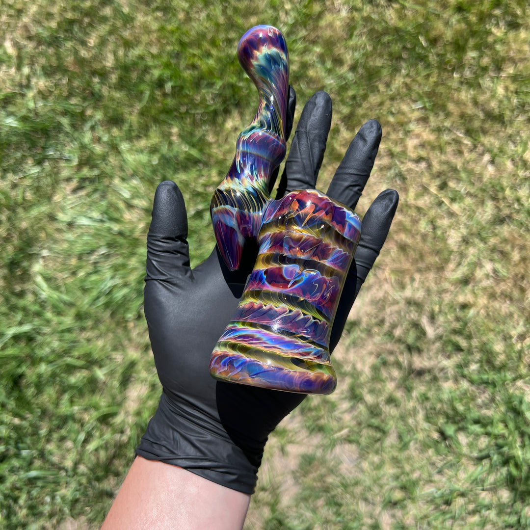 Purple Tie Dye Sherlock Bubbler Glass Pipe Jedi Glassworks   