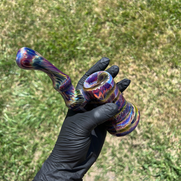 Purple Tie Dye Sherlock Bubbler Glass Pipe Jedi Glassworks   