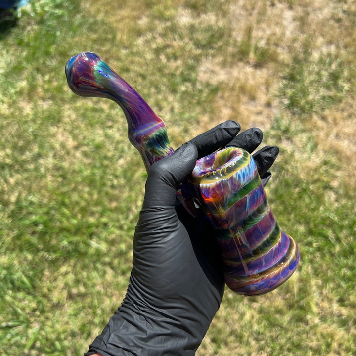 Purple Tie Dye Sherlock Bubbler Glass Pipe Jedi Glassworks   