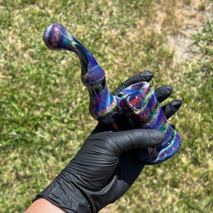 Purple Tie Dye Sherlock Bubbler Glass Pipe Jedi Glassworks   