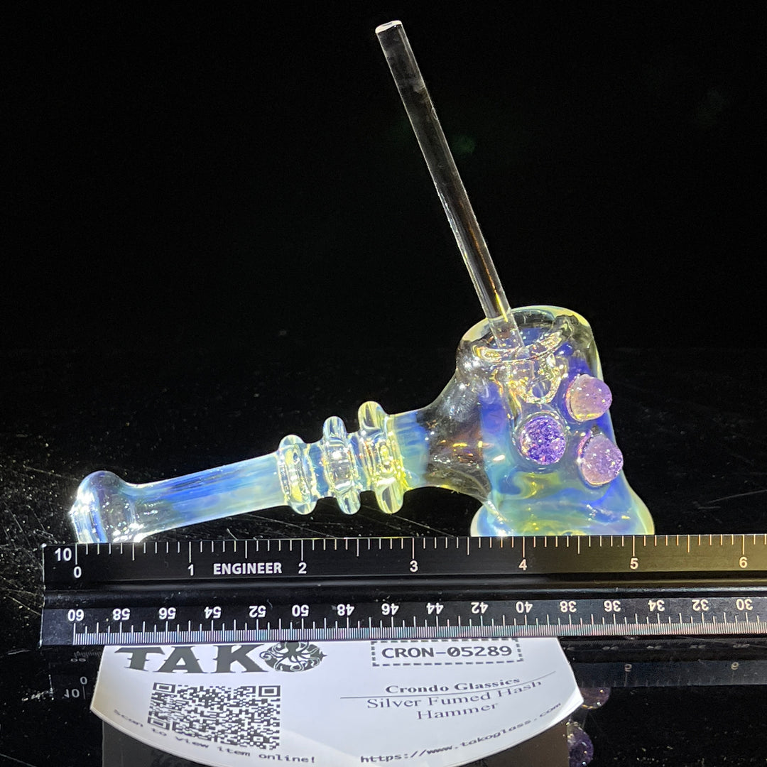 Silver Fumed Hash Hammer Glass Pipe Crondo Glassics   