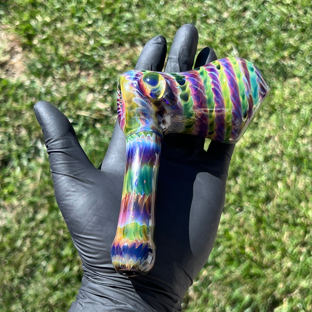 Purple Tie Dye Hammer Bubbler Glass Pipe Jedi Glassworks   