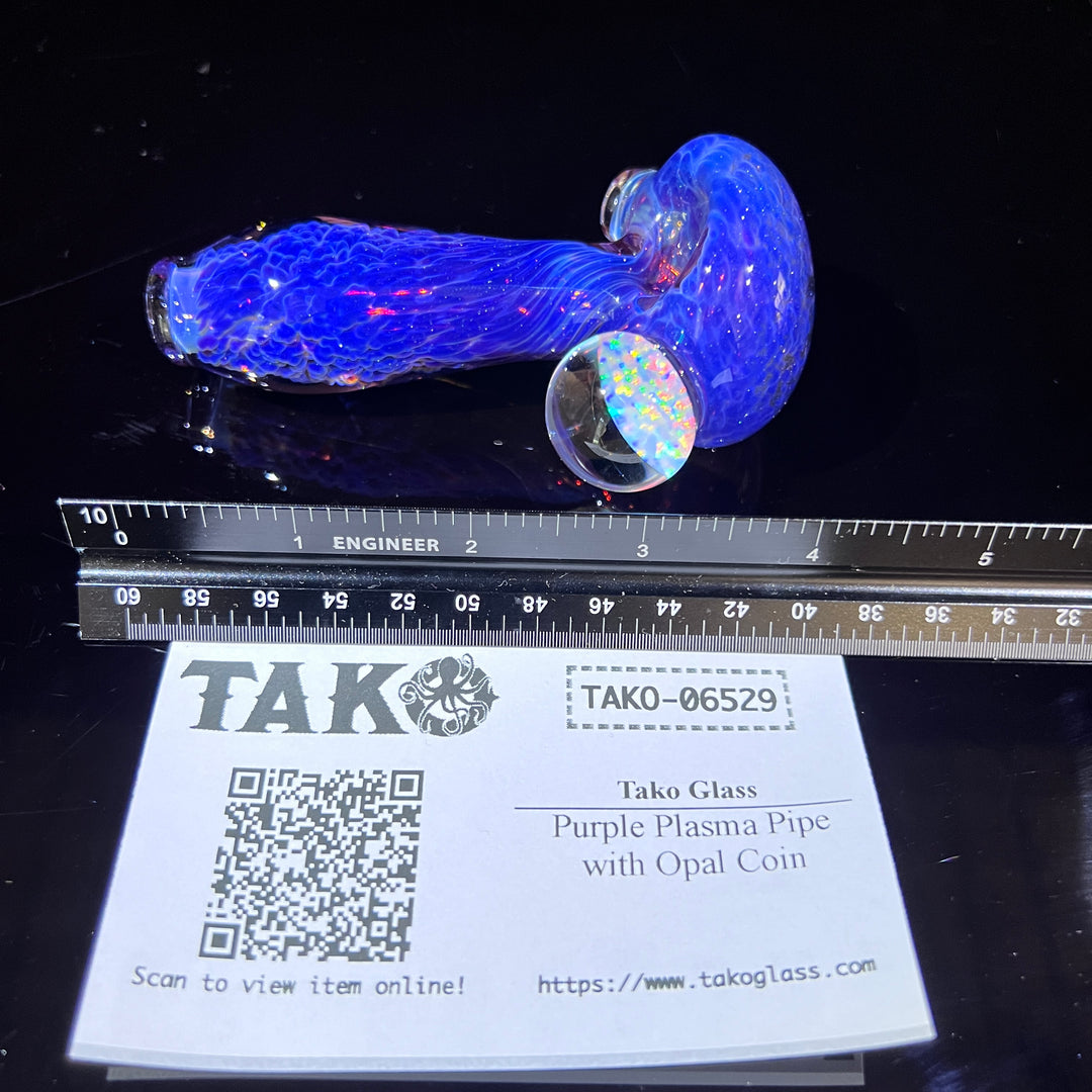 Purple Plasma Pipe with Opal Coin Glass Pipe Tako Glass   