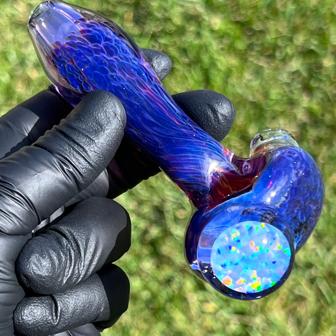 Purple Plasma Pipe with Opal Coin Glass Pipe Tako Glass   