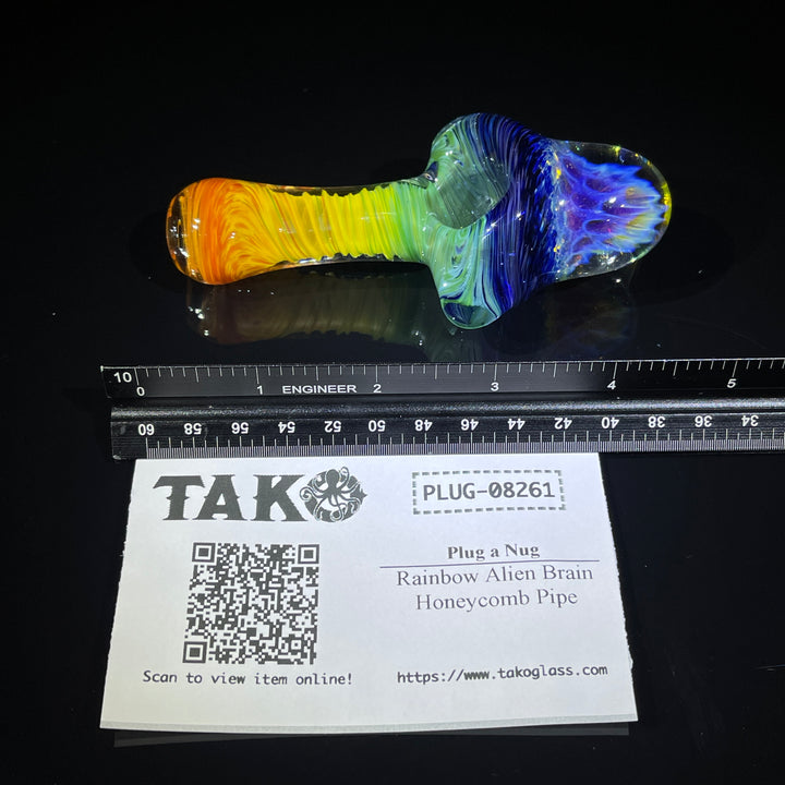 Rainbow Alien Brain Honeycomb Pipe Glass Pipe Plug a Nug