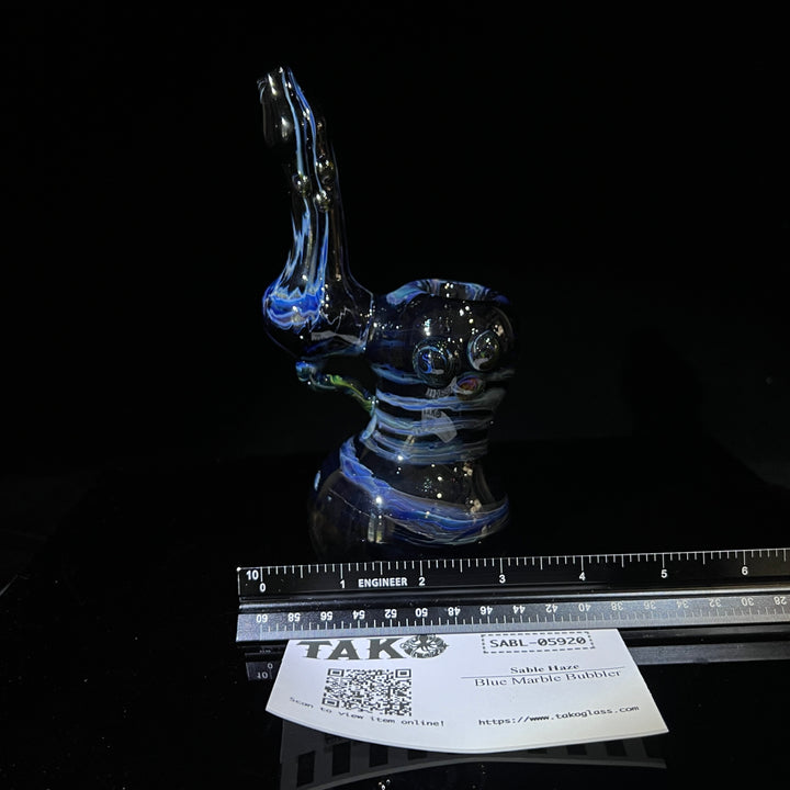 Blue Marble Bubbler Glass Pipe Sable Haze   