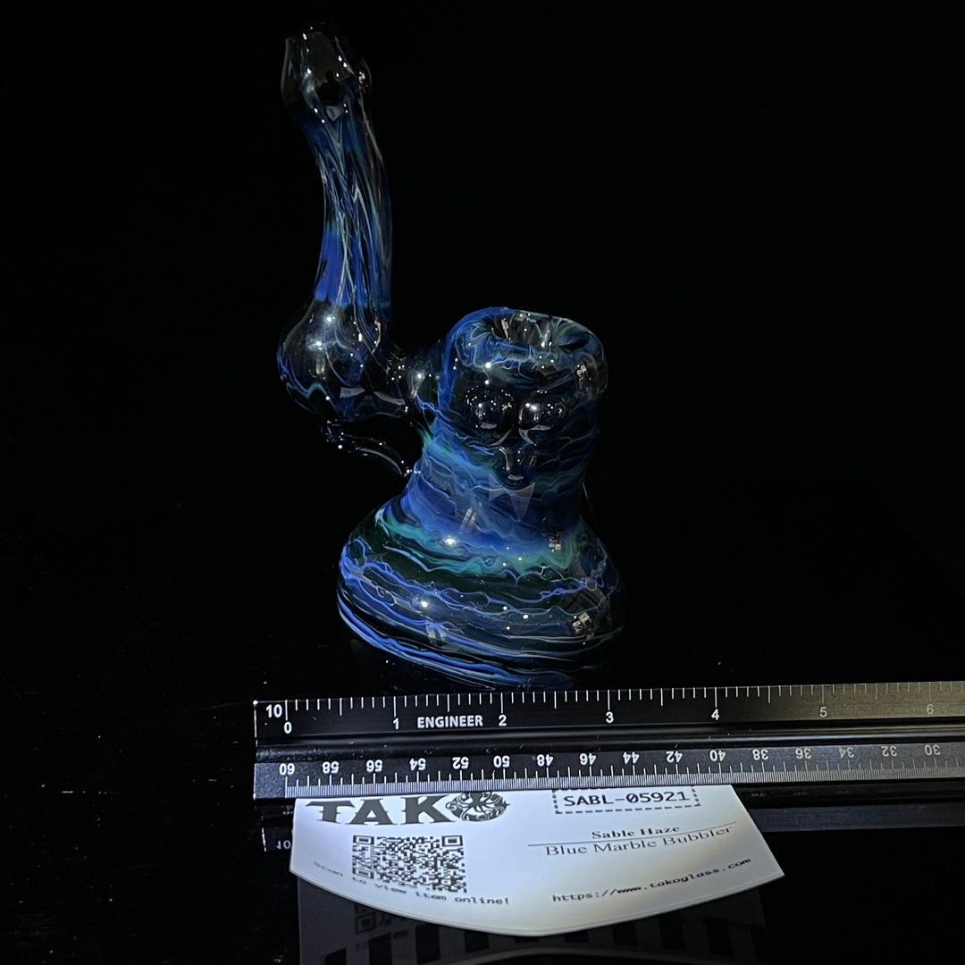 Blue Marble Bubbler Glass Pipe Sable Haze   