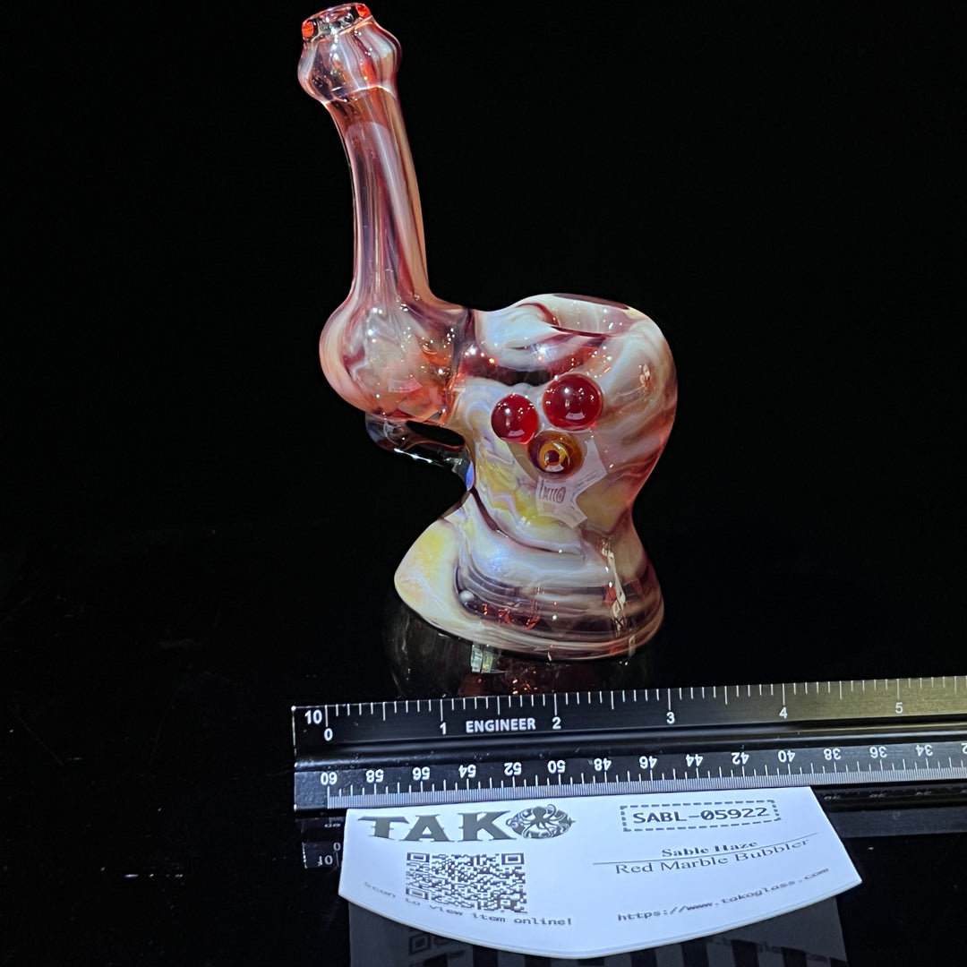 Red Marble Bubbler Glass Pipe Sable Haze   