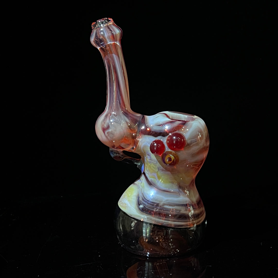 Red Marble Bubbler Glass Pipe Sable Haze   