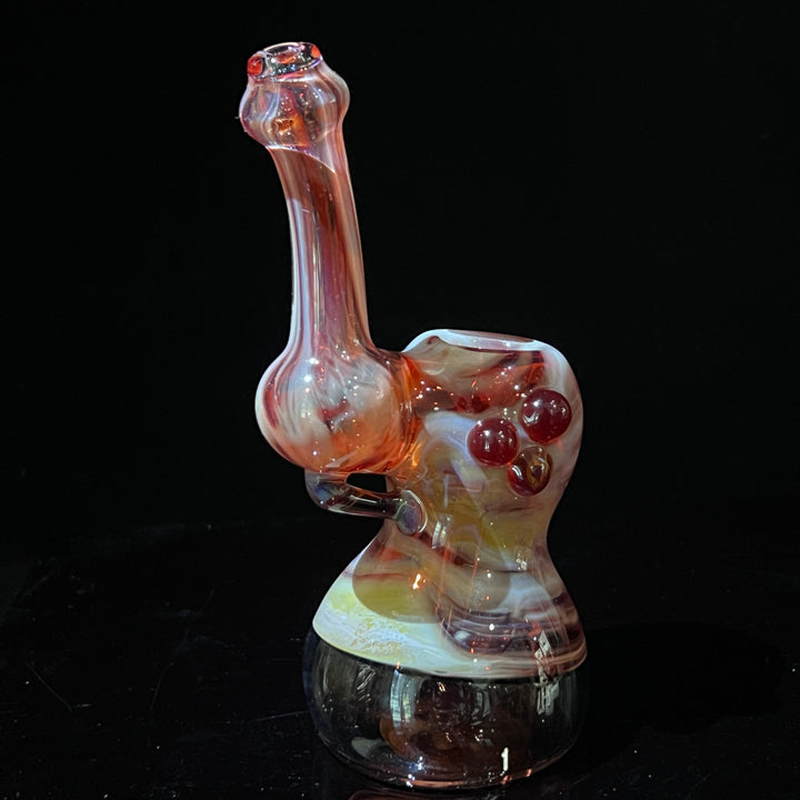 Red Marble Bubbler Glass Pipe Sable Haze   