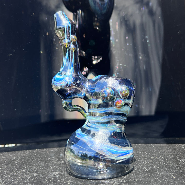 Blue Marble Bubbler Glass Pipe Sable Haze   