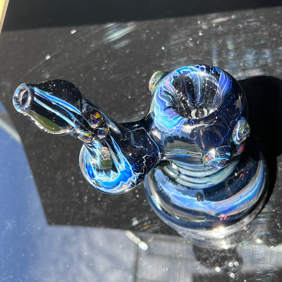 Blue Marble Bubbler Glass Pipe Sable Haze   