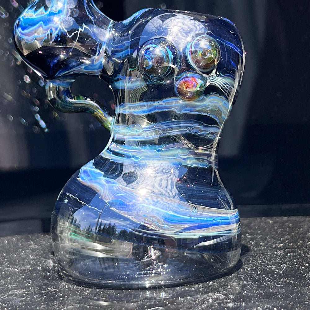 Blue Marble Bubbler Glass Pipe Sable Haze   