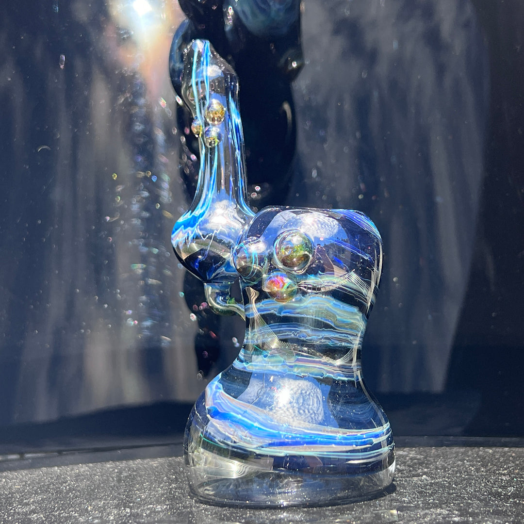 Blue Marble Bubbler Glass Pipe Sable Haze   