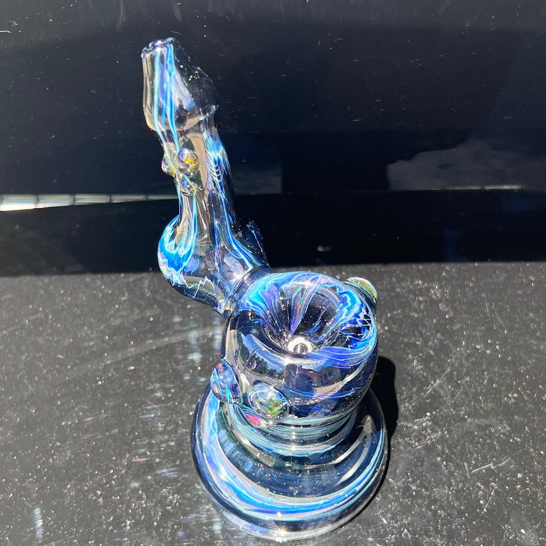 Blue Marble Bubbler Glass Pipe Sable Haze   