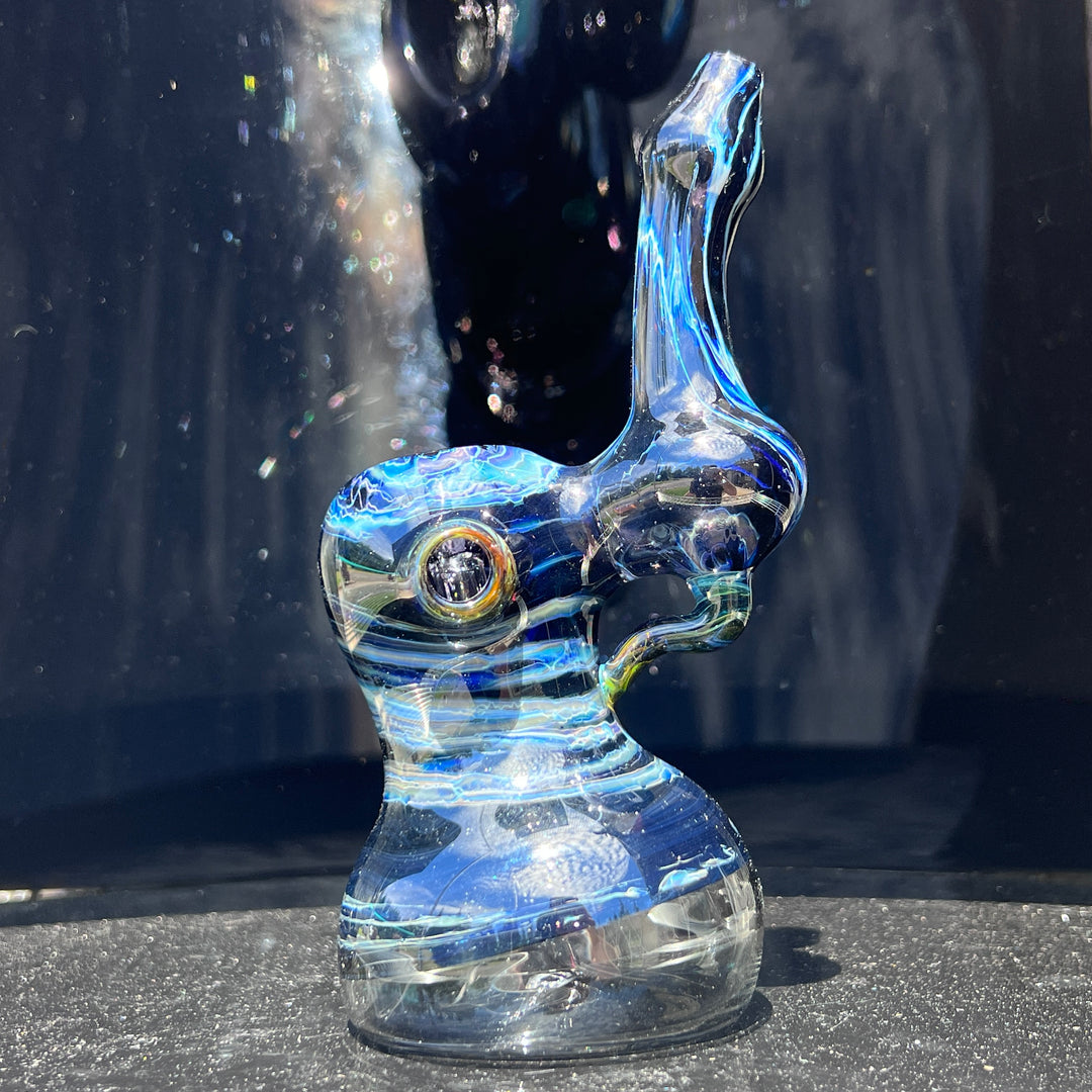 Blue Marble Bubbler Glass Pipe Sable Haze   