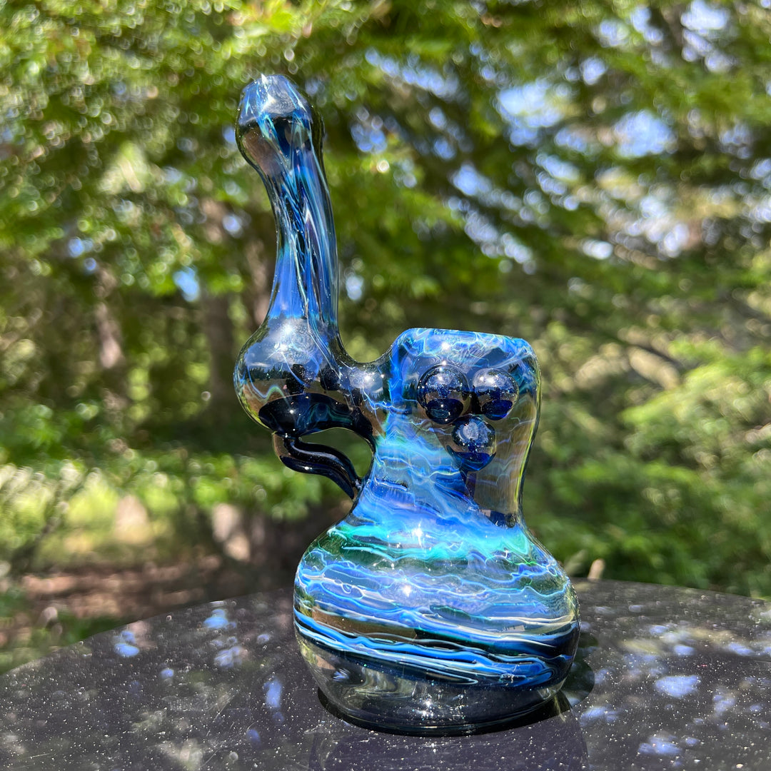 Blue Marble Bubbler Glass Pipe Sable Haze   