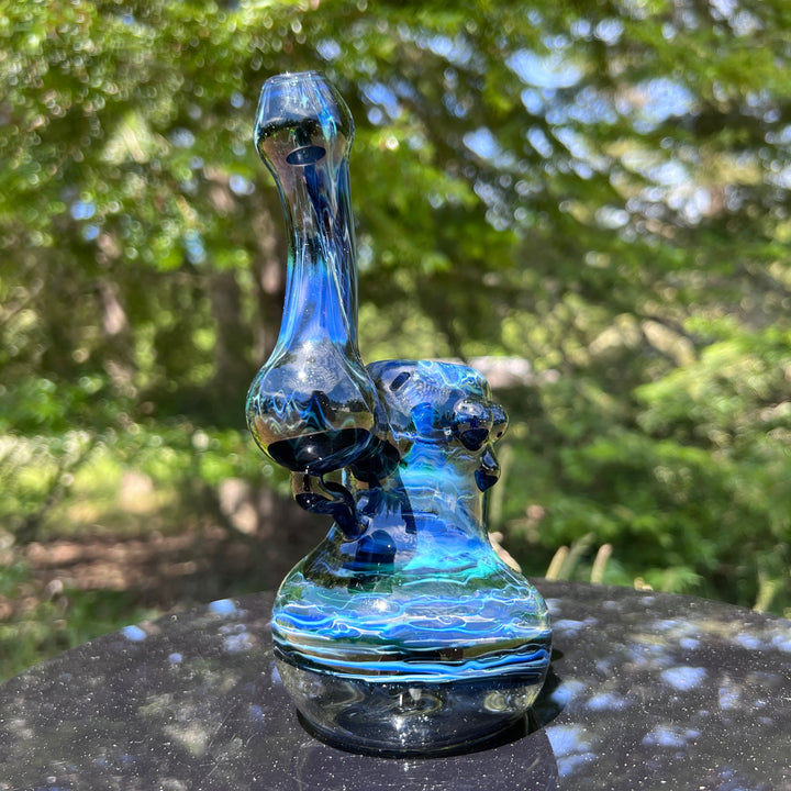 Blue Marble Bubbler Glass Pipe Sable Haze   