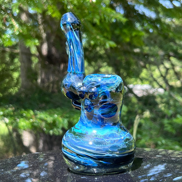 Blue Marble Bubbler Glass Pipe Sable Haze   