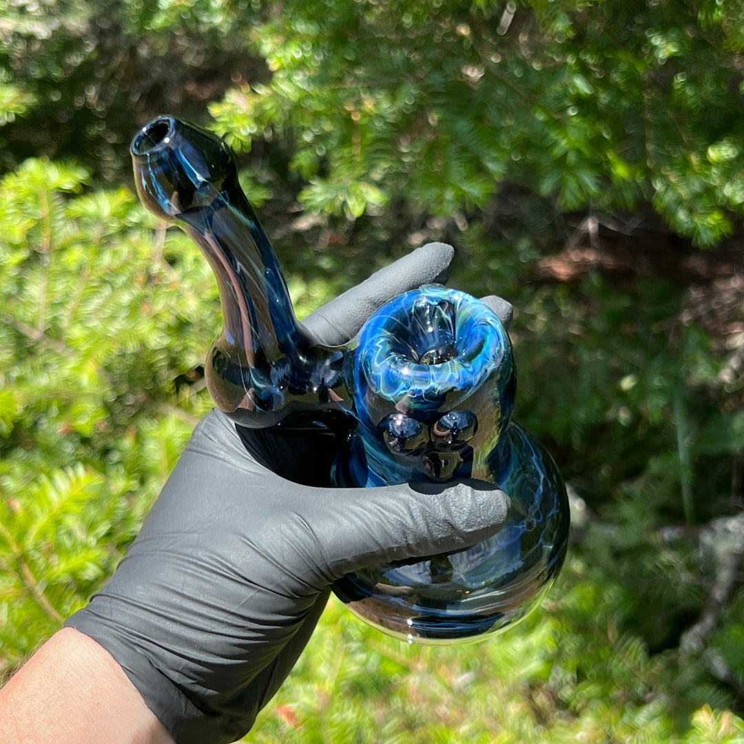 Blue Marble Bubbler Glass Pipe Sable Haze   