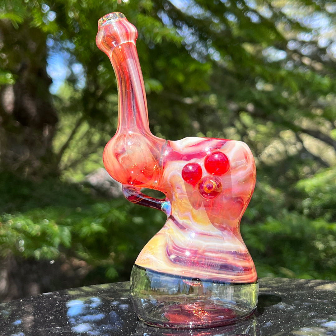 Red Marble Bubbler Glass Pipe Sable Haze   