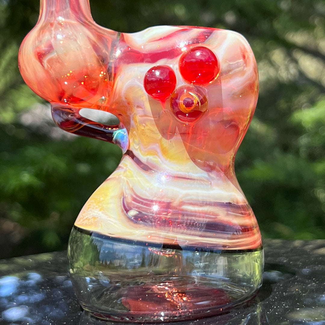 Red Marble Bubbler Glass Pipe Sable Haze   