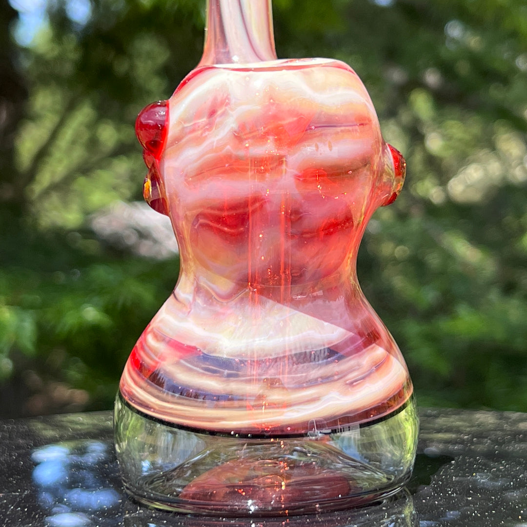 Red Marble Bubbler Glass Pipe Sable Haze   