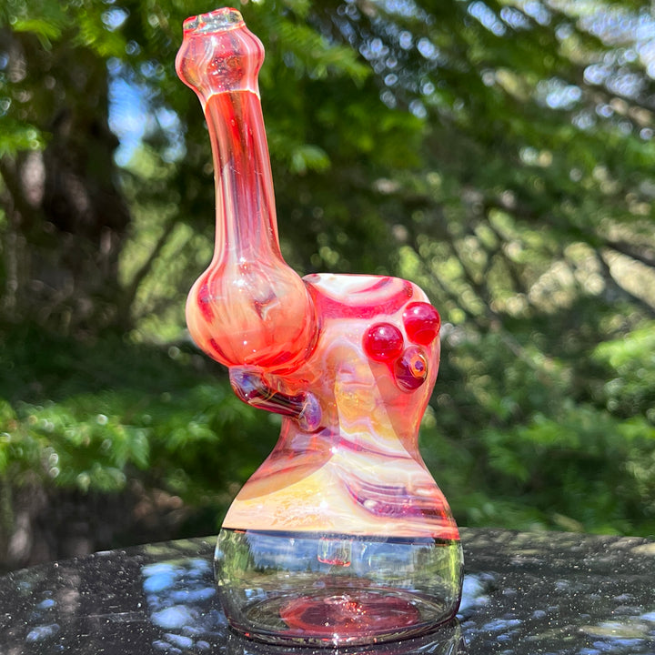 Red Marble Bubbler Glass Pipe Sable Haze   