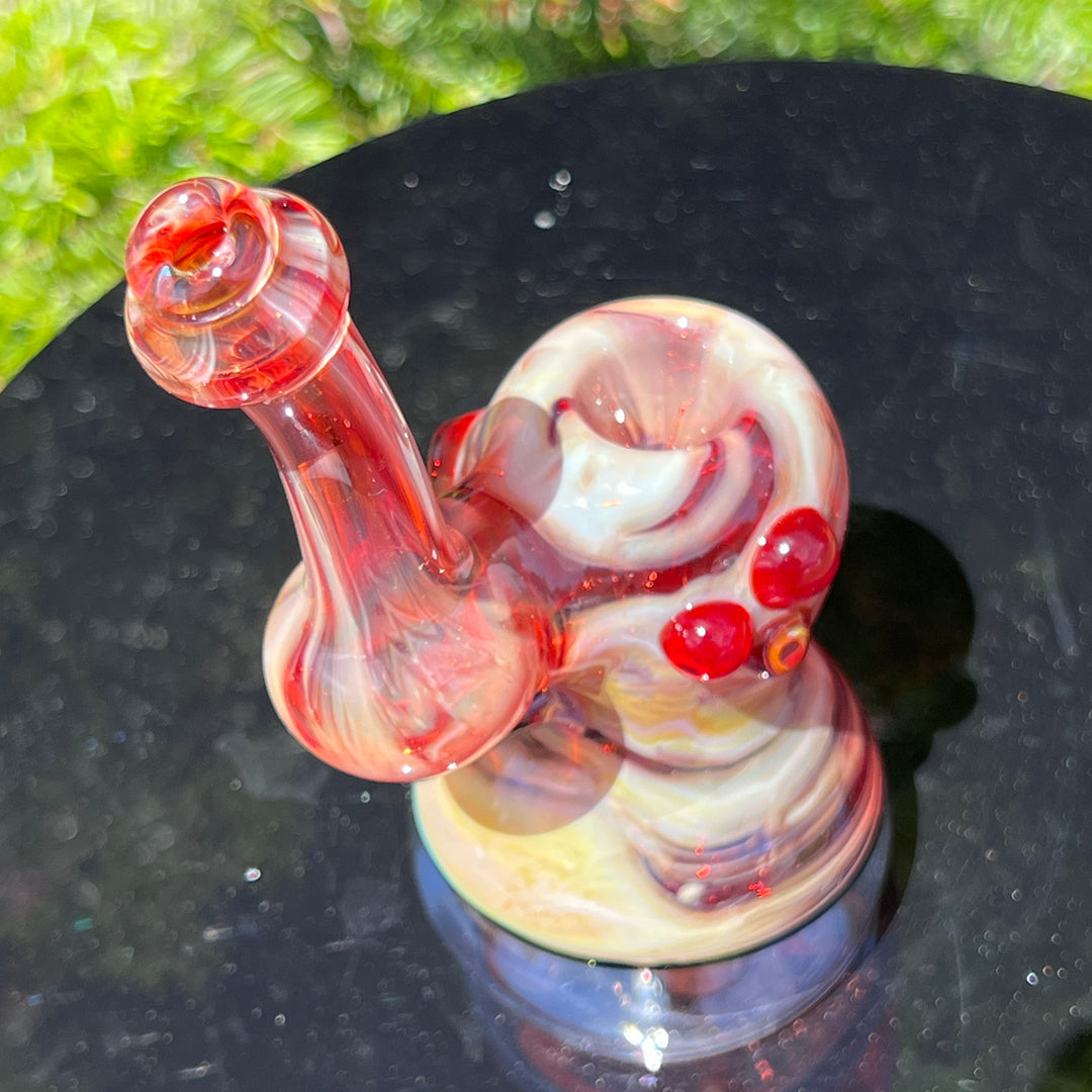 Red Marble Bubbler Glass Pipe Sable Haze   