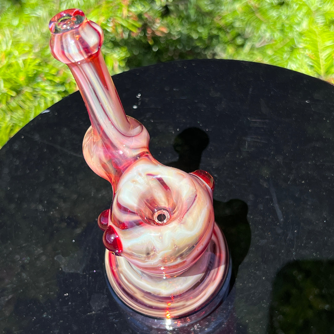 Red Marble Bubbler Glass Pipe Sable Haze   