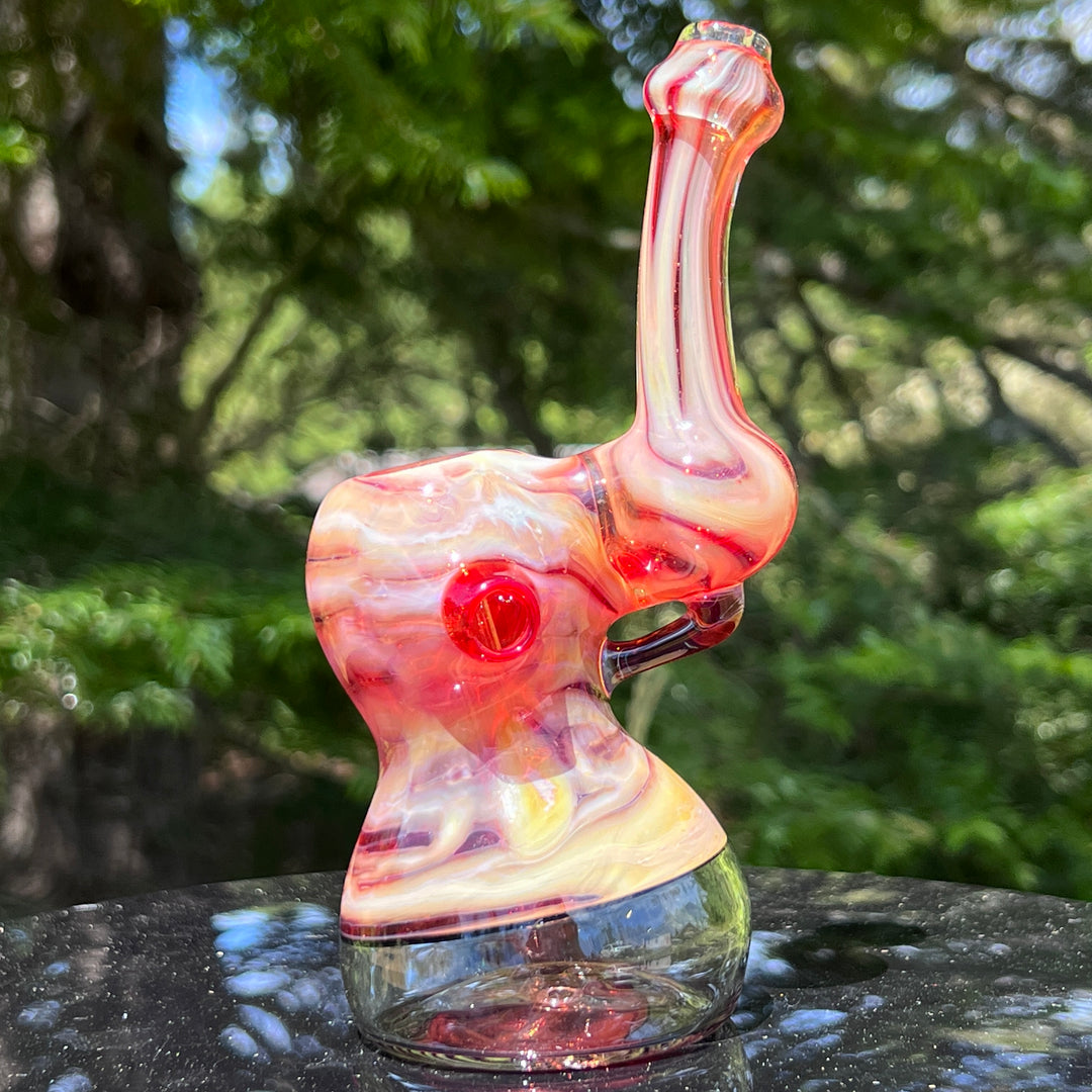 Red Marble Bubbler Glass Pipe Sable Haze   