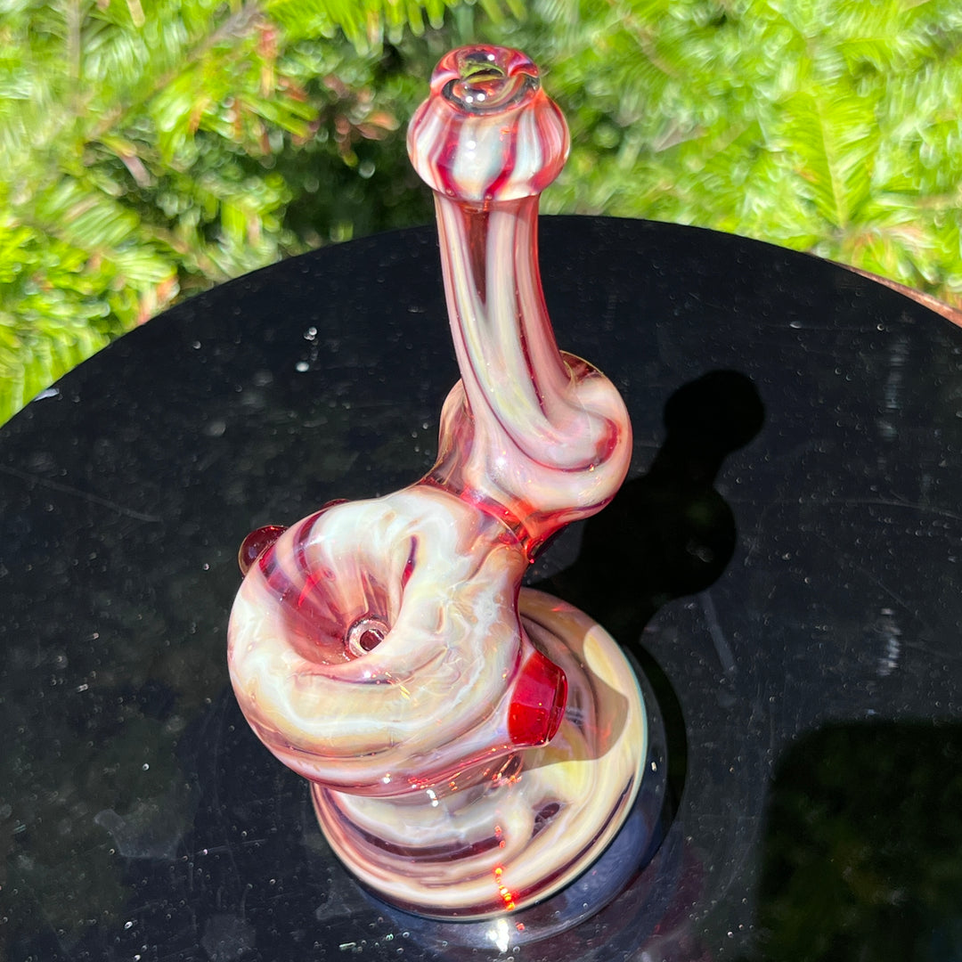 Red Marble Bubbler Glass Pipe Sable Haze   