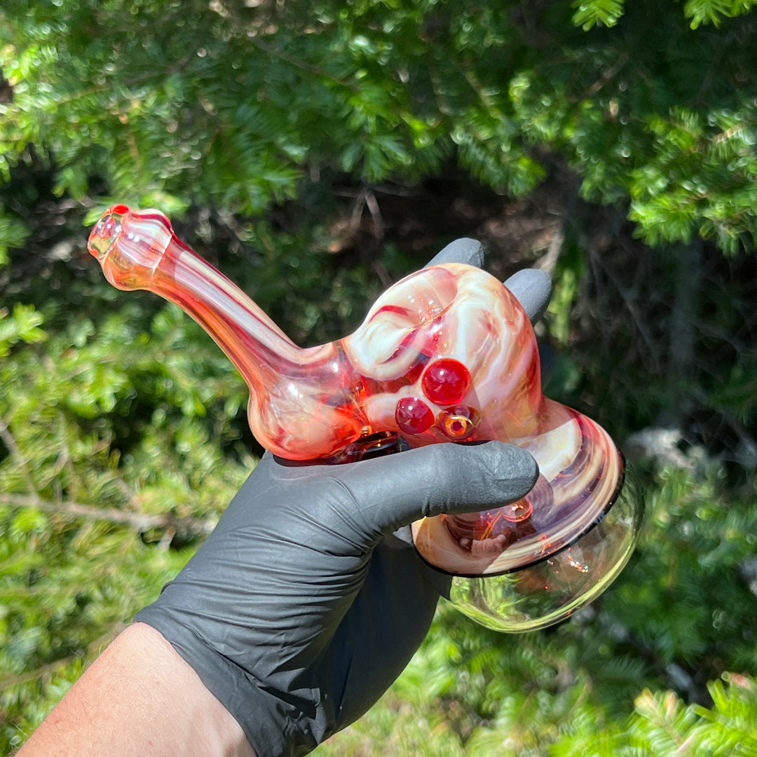 Red Marble Bubbler Glass Pipe Sable Haze   