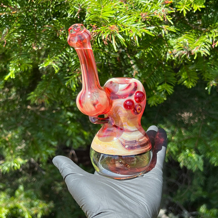 Red Marble Bubbler Glass Pipe Sable Haze   