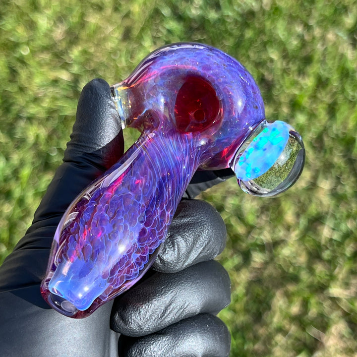 Purple Plasma Pipe with Opal Coin Glass Pipe Tako Glass   