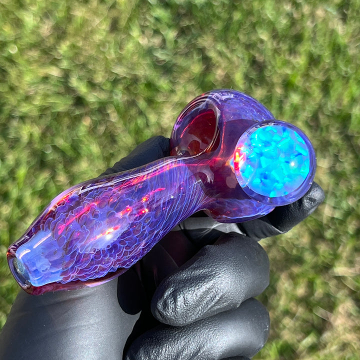 Purple Plasma Pipe with Opal Coin Glass Pipe Tako Glass   